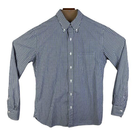 Brooks Brothers Dress Shirt Mens Medium 1818 Polo Blue Green Plaid - Picture 1 of 14